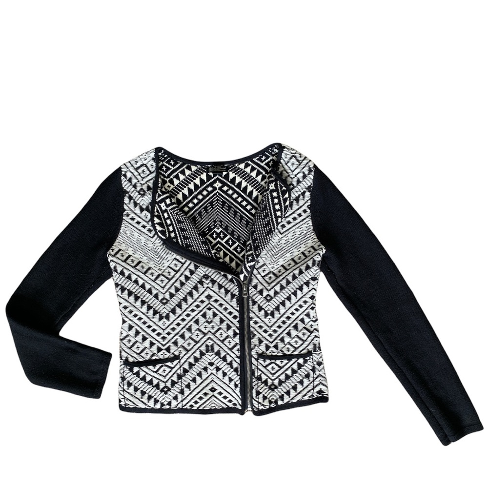 LUCKY BRAND | Knit Aztec Moto Sweater Jacket
